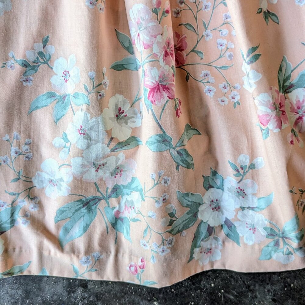 Vintage Clues Collections Pastel Orange Floral Puff Sleeve Midi Dress size 8 - Picture 9 of 13